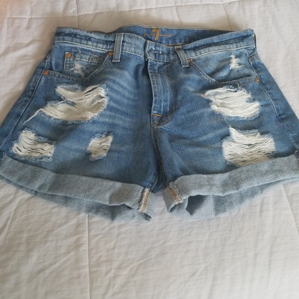 Seven for all Mankind Ripped Cuffed Shorts 27